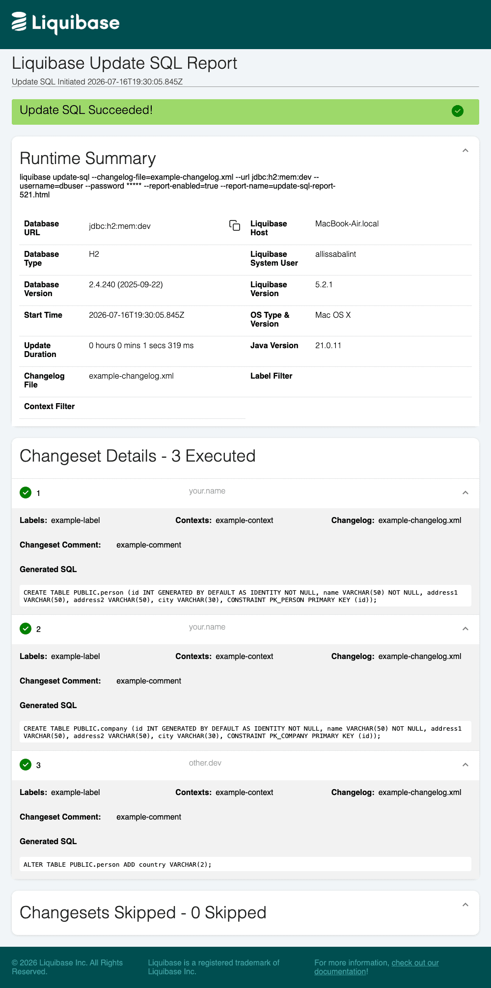 Update SQL report
