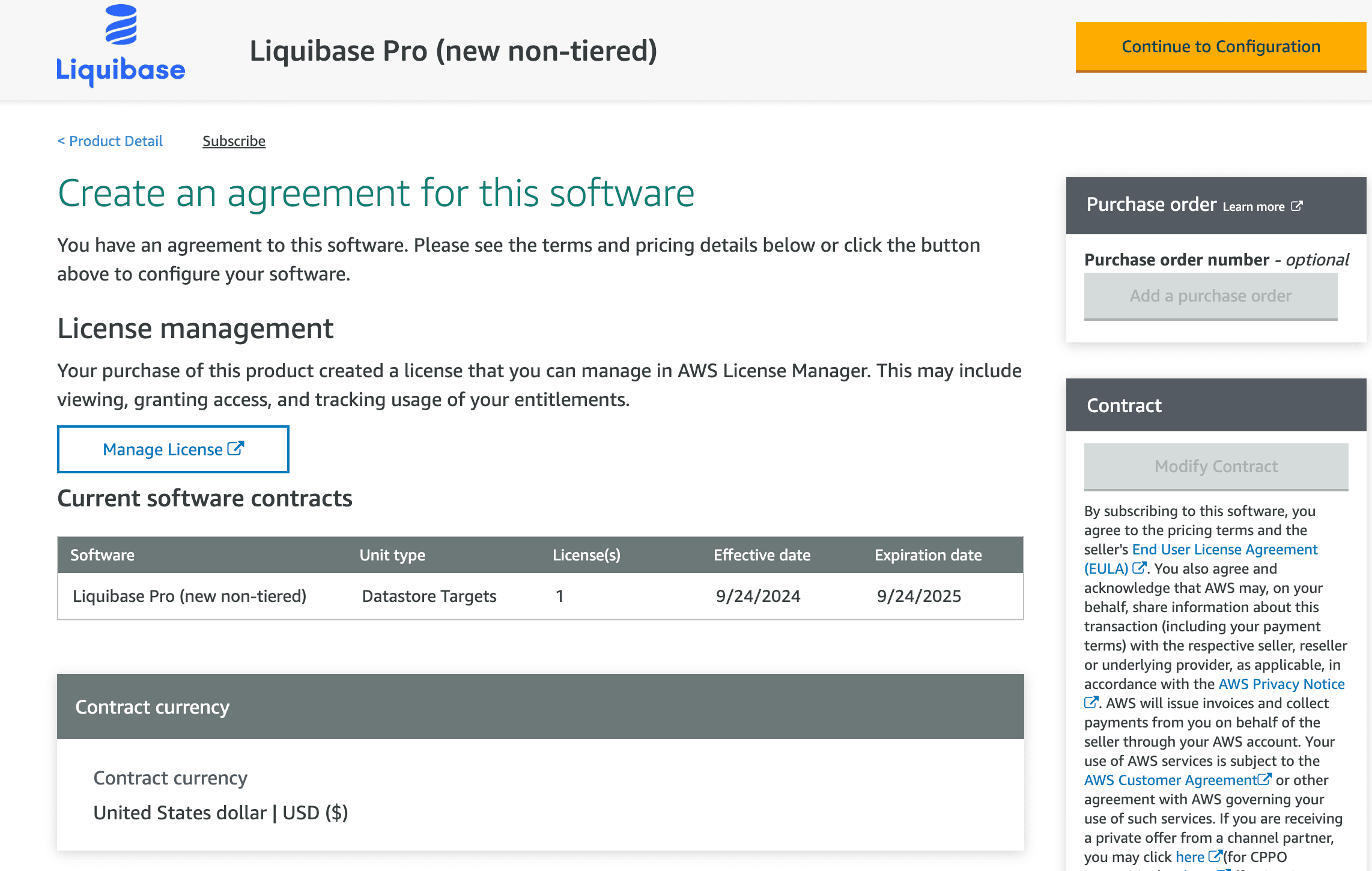 Purchase Liquibase on AWS3
