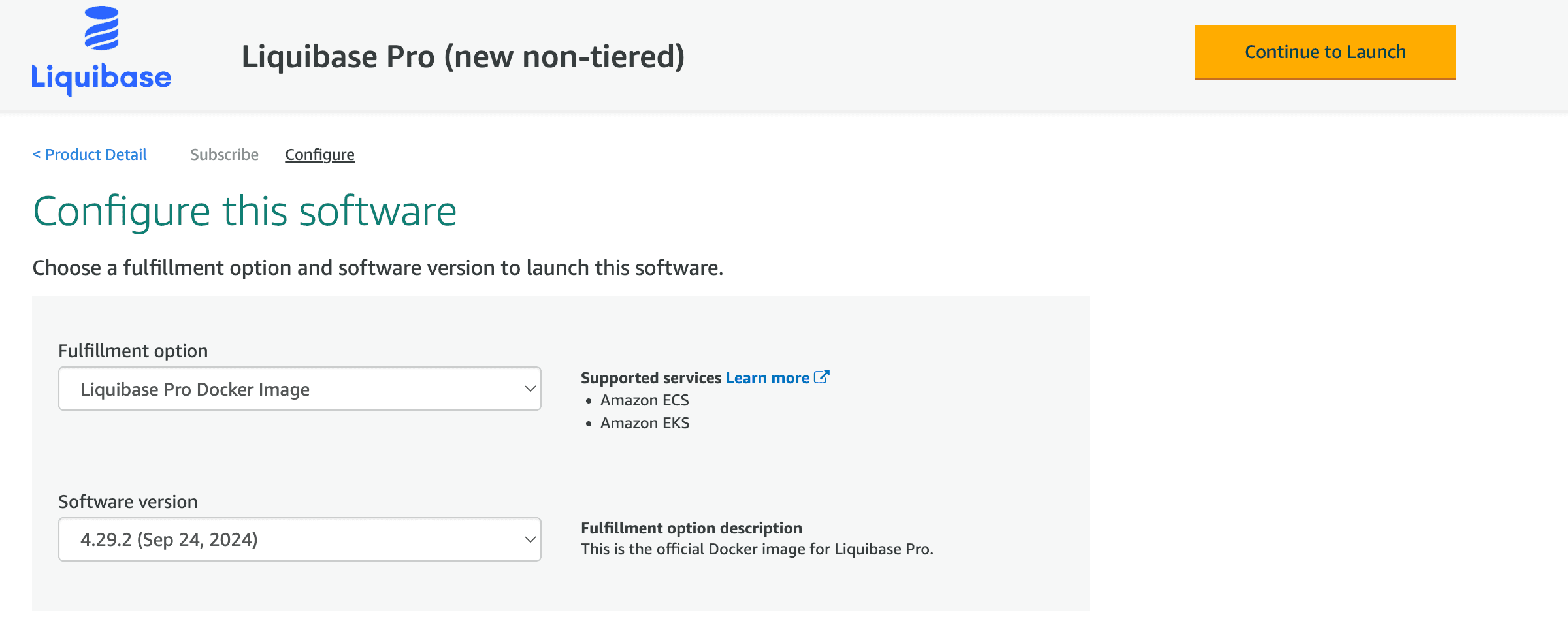 Purchase Liquibase on AWS4
