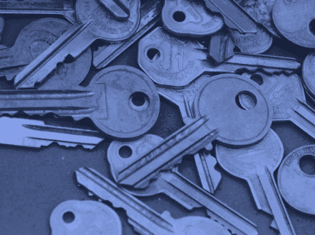 A scattered pile of metal keys.
