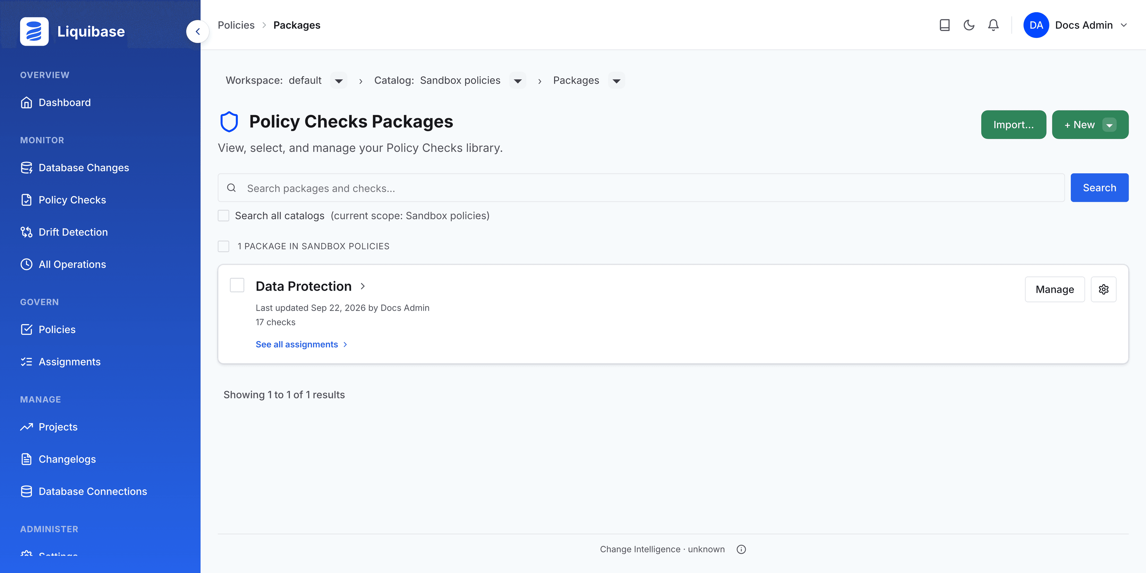 The Data Protection package copied into your own catalog