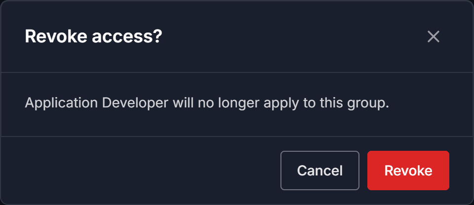 The Revoke access confirmation dialog