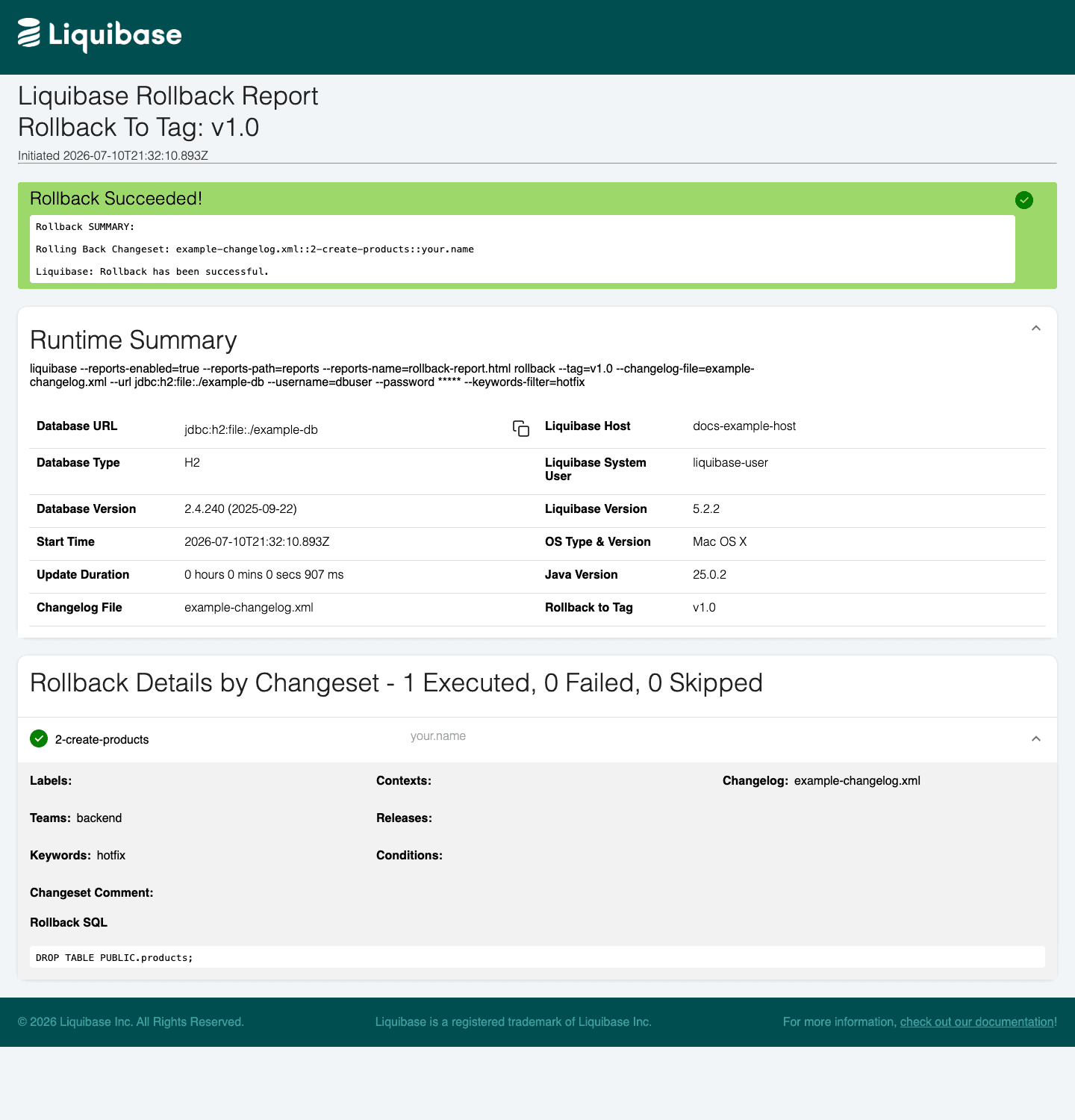 5.2.2 rollback report with changeset filter attributes