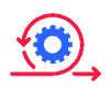 Simplified icon of a gear encircled by an arrow showing its direction of rotation (anti-clockwise)